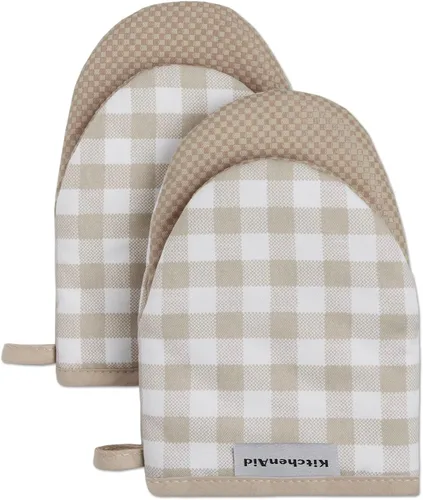 Vista 6 de Juego de 2 manoplas mini para horno Kitchenaid Gingham, Terciopelo Azul, 5.5"x8