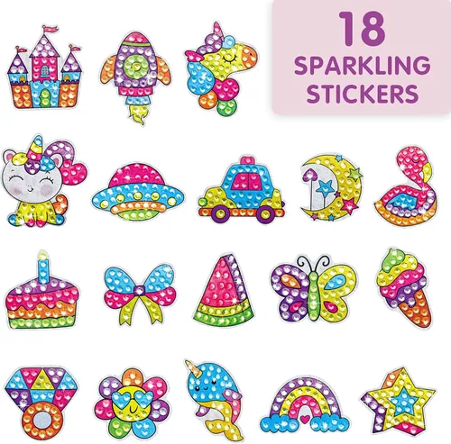 Vista 5 de BEARUN Gem Art, kit de pintura de diamantes para niños, gran joya 5D, artes y manualidades para niñas de 6 a 12 años, crea tus propias calcomanías