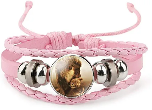 Vista 9 de Pulsera ajustable de cuero trenzado de león, pulseras de abalorios, gran regalo para mujer