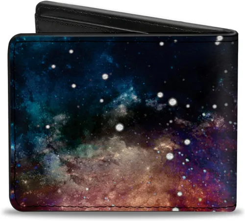Vista 2 de Buckle-Down Billetera plegable de PU para hombre, collage de polvo, multicolor, 4.0" x 3.5", Varios