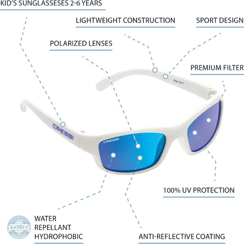 Vista 2 de Cressi Gafas de sol deportivas frescas para niños lentes polarizadas antirayos UV para niños de 2 a 15 años Maka Yogi