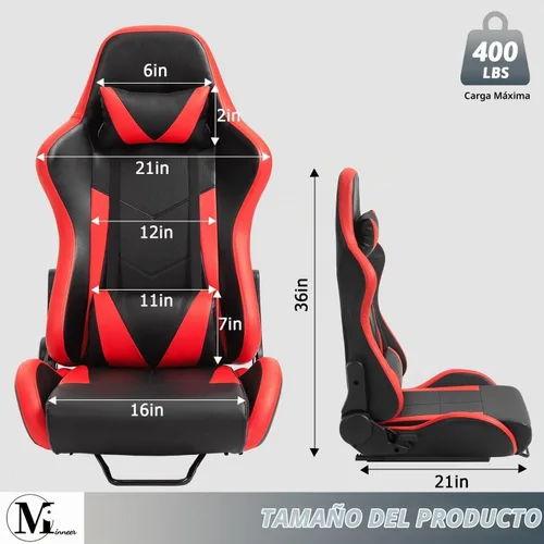 Vista 5 de Minneer Asiento de carreras de doble bloqueo, carga 400 libras ajustable