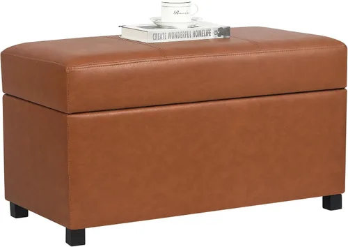 Vista 10 de Joveco Banco Otomán de Almacenamiento de Cuero de 24", Taburete de Reposapiés Rectangular para Sala de Estar, Dormitorio, Entrada, Mesa de Café