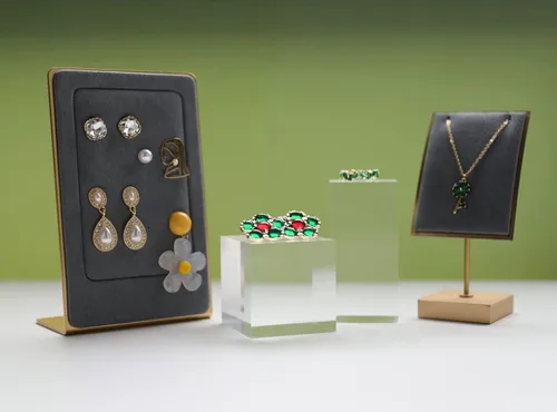 Vista 6 de Pequeño elevador de pantalla transparente, bloque acrílico para venta de joyas, anillo de aretes transparente para exhibición de armario【1.97