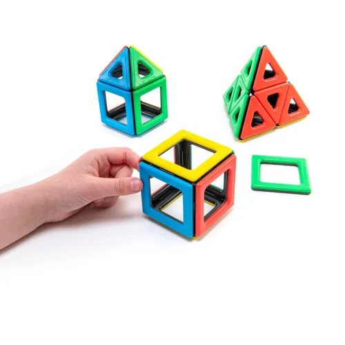 Vista 2 de Polydron Juego de construcción educativa magnética para niños, multicolor, kit de construcción creativa de desarrollo, juguete geométrico 3D