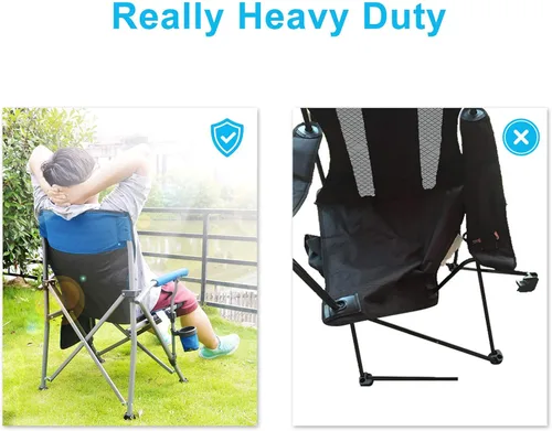 Vista 7 de Silla de camping para adultos, silla de césped plegable portátil para exteriores, silla de campamento resistente con soporte de hasta 330 libras