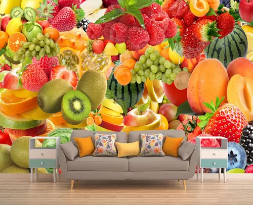 Vista 2 de Papel pintado mural de pared de cóctel de frutas 178" x 117" No.11