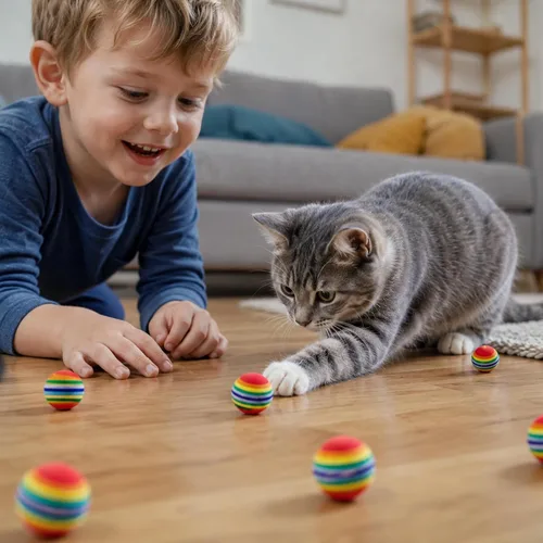 Vista 6 de PET SHOW Paquete de 100 bolas interactivas de juguete para gatos de interior, el mejor regalo favorito de gatitos, bola de espuma suave