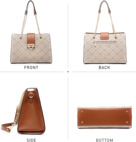 Vista 3 de Dasein Bolso de Mano de Cuero Tote Hobo para Mujer Bolso de Hombro Cartera con Asa Superior Bolso Satchel con Clutch a Juego