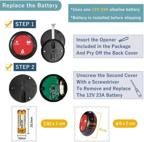 Vista 7 de Sistema inalámbrico de llamada de camarero con 1 pantalla de número/3 localizadores de relojes/20 botones de llamada de mesa impermeables, 1