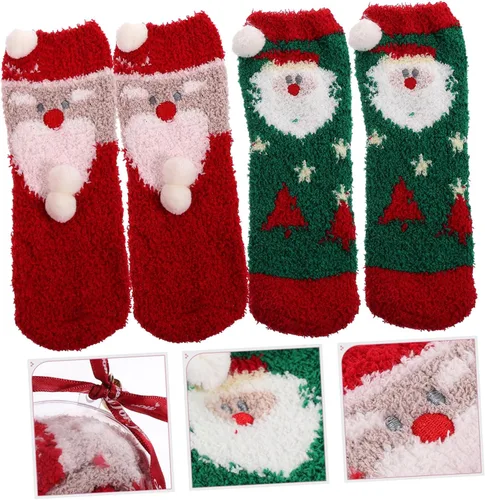Vista 9 de KOMBIUDA 2 Pairs Socks Transparent Ball Christmas Balls Miss Comfortable Gift Fabric