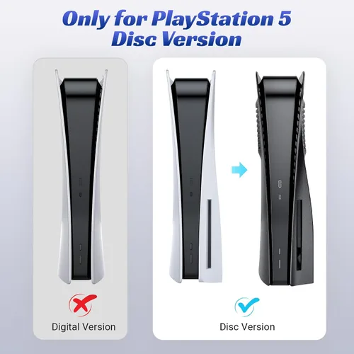 Vista 2 de TESSGO PS 5 Plates with Cooling Vent for Disc Edition, PS 5 Console Cover Plates Faceplate, Hard Shockproof Anti-Scratch Dustproof ABS Replacement