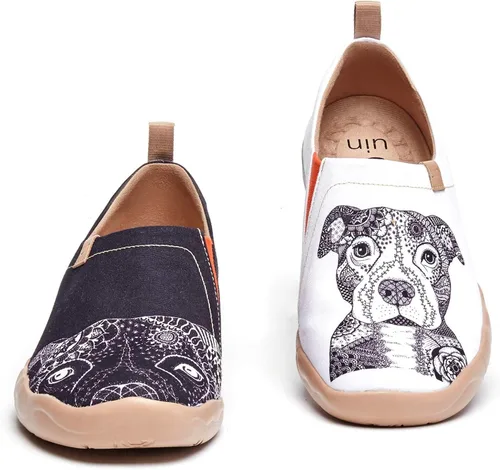 Vista 4 de UIN Zapatos de viaje para hombre, de lona, informales, ligeros, cómodos, pintados, a la moda, Pitbull
