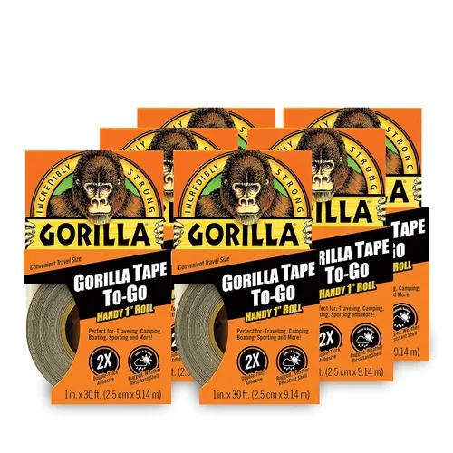 Vista 11 de Cinta Gorilla, Mini Cinta de Ducto para llevar, 1" x 10 yardas tamaño de viaje, negro, (paquete de 2)