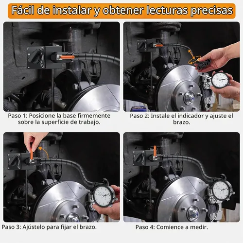 Vista 5 de Neoteck 1"/0.001" Dial Indicator,13.5"Flexible Arm and 176lbs Magnetic Base Dial Gauge with Bezel Zero Setting,Clear Scale, Versatile Tool Kit for