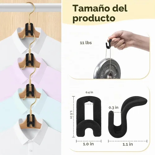 Vista 6 de Ganchos para colgar ropa, 60 piezas de ganchos de terciopelo resistentes con gancho en cascada, mini perchas en cascada para ropa, armario (negro)