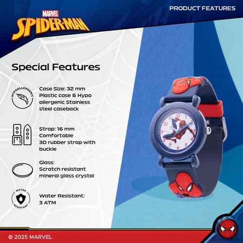 Vista 4 de Marvel Spiderman Watch for Kids - Spiderman Watch Boys - Spider-Man Watches for Boys 4-6 - Toys - Kids - Marvel Toddler - Teen - Dark Blue Case