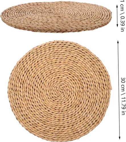Vista 4 de LIFKOME 2 cojines de paja plana tatami Mat almohadas de suelo para adultos almohada circular almohada japonesa redonda individual cojín tejido paja