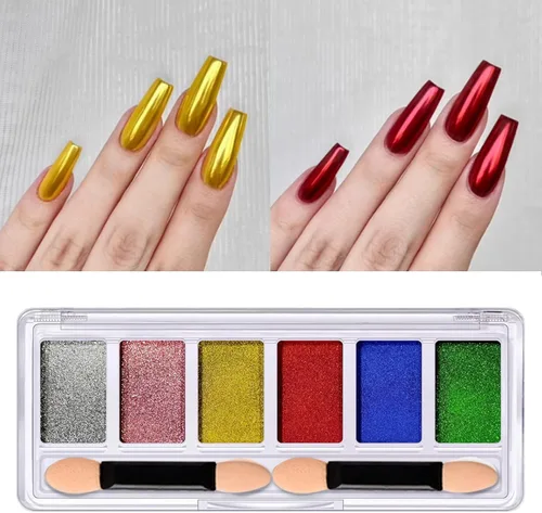 Vista 9 de Polvo de uñas de cromo perla naranja brillo arco iris polvo de cromo