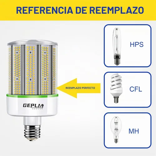 Vista 7 de GEPLAD Paquete de 2 Bombillas LED de Base Mogul E39 de 250W, Luz Diurna 5000K 35,000LM Bombilla LED Tipo Mazorca (Equiv. 1000W Mh/Hps/Hid)