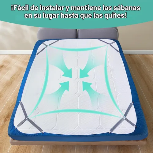 Vista 2 de Correas de sábanas, correas de sábanas fáciles de instalar, clips de sábana bajera, cierres de sábanas ajustables, di adiós a las sábanas Gris
