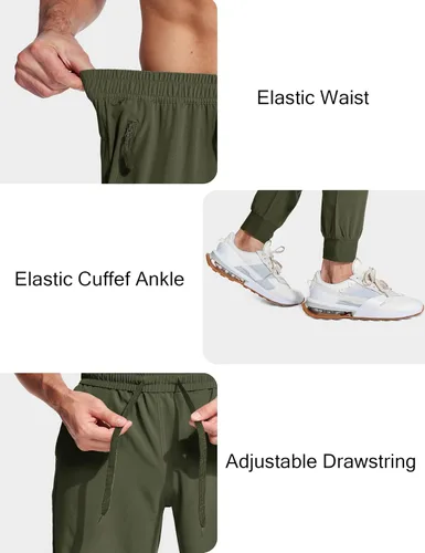 Vista 4 de MAGCOMSEN Pantalones deportivos para hombre con bolsillos con cremallera, pantalones deportivos ligeros para senderismo, correr, entrenamiento