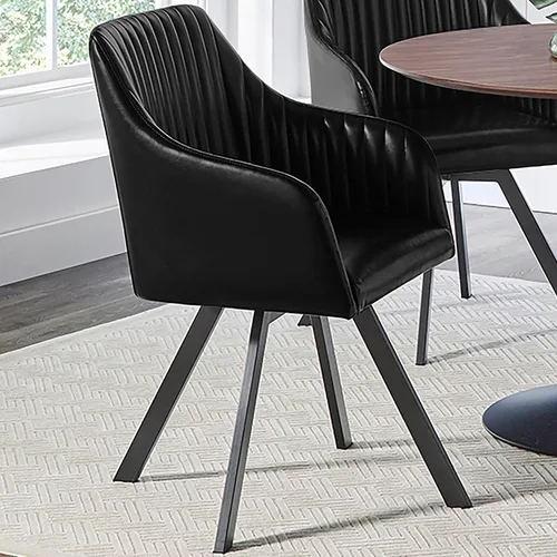 Vista 2 de Coaster Home Furnishings - Arika - Silla de comedor de cuero sintético - Base giratoria, respaldo copetudo, brazos inclinados, asiento tapizado