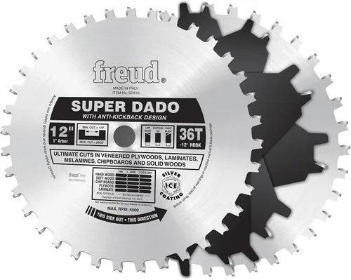 Vista 12 de Freud Juego Super Dado de 10" con Carburo Tico de Alta Densidad para Ranuras de Fondo Plano - Incluye 2 Cuchillas, 6 Cortadores, Juego de Calzas