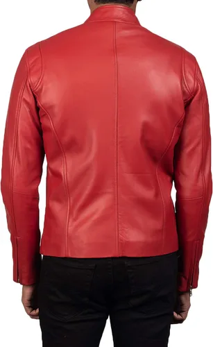 Vista 3 de MARDAMS Chaqueta Moto de cuero negro Hombres - 6 - Chaqueta de cuero Cafe Racer Chaqueta de cuero de piel de cordero real para hombre