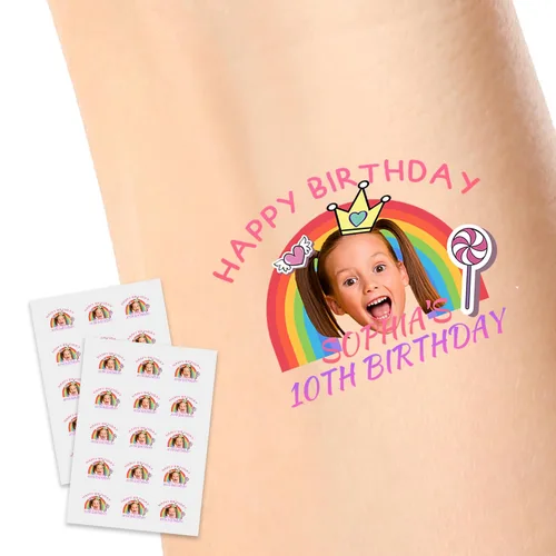 Vista 15 de Calcomanías de tatuajes temporales personalizadas, personaliza el tatuaje con nombre y foto de tu amor para fiestas de cumpleaños, Halloween