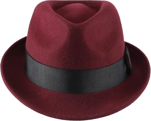 Vista 15 de Home Prefer Sombrero de invierno de fieltro de lana para hombre Sombrero de ala corta Fedora