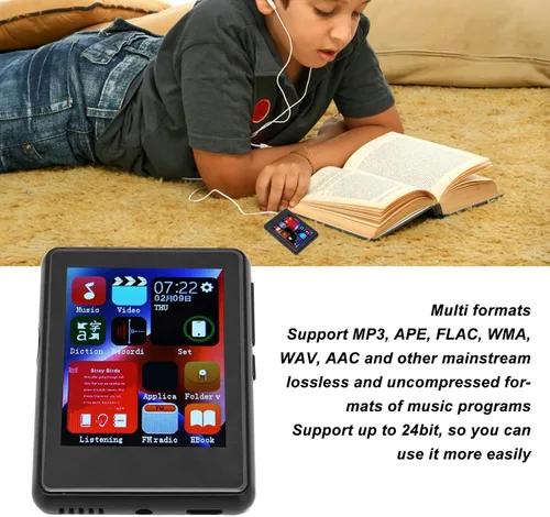 Vista 2 de Reproductor MP3 Bluetooth con completo, reproductor de música estéreo de alta fidelidad con radio FM, libro electrónico, grabación, dispositivo