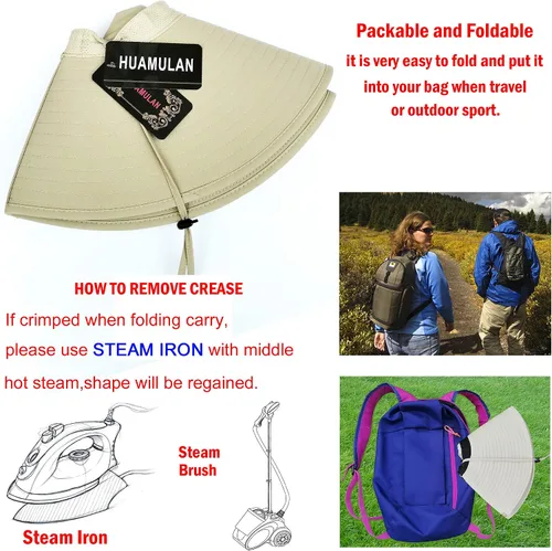Vista 6 de HUAMULAN Sombreros de sol de ala súper ancha de 6 pulgadas, para hombres y mujeres, para pesca, senderismo, jardín, césped, trabajo, safari