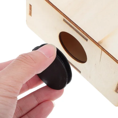 Vista 5 de Kisangel 5 alcancías de madera sin terminar, caja de ahorro de casa pintable con tapón de goma inferior, juguetes educativos de manualidades
