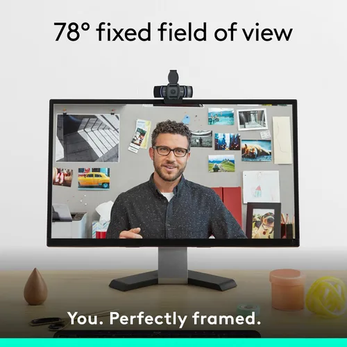Vista 3 de Cámara web Logitech C920e HD 1080p con micrófono deshabilitado, certificada para Zoom y Microsoft Teams, cumple con TAA