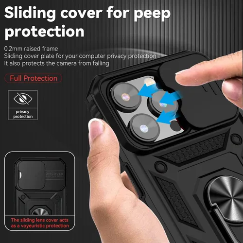 Vista 3 de Funda magnética compatible con iPhone 14 Pro de 6.1 pulgadas, funda magnética para iPhone 14 Pro con cubierta de cámara y soporte de grado militar
