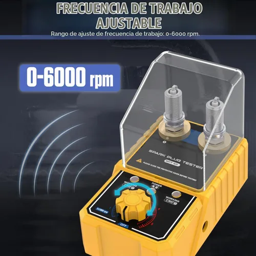 Vista 2 de Probador de chispas para automóvil, probador de bujías de automóvil con detector de doble orificio ajustable automático, analizador de enchufe