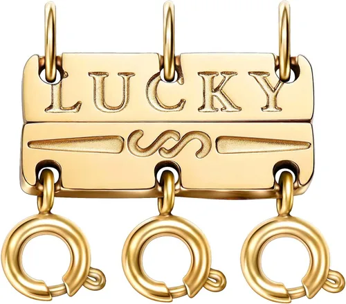 Vista 10 de Dailyacc Collar de la suerte, cierre de capas de oro de 18 quilates y plata, múltiples cierres de collar fuertes para separador de aspecto en capas
