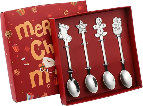 Vista 11 de Juego de cucharas de Navidad, cuchara de café creativa de acero inoxidable, cucharas de té de Navidad para revolver, mezclar, batidos, mermelada