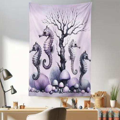 Vista 159 de Ambesonne Tapiz verde, fases lunares alrededor de un árbol de la vida, impresión de diseño bohemio de astrología nocturna, decoración de tela