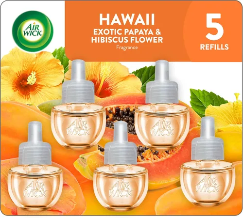 Vista 12 de Aceites perfumados Air Wick 0+4 Hawái Papaya exótica y flor de hibisco