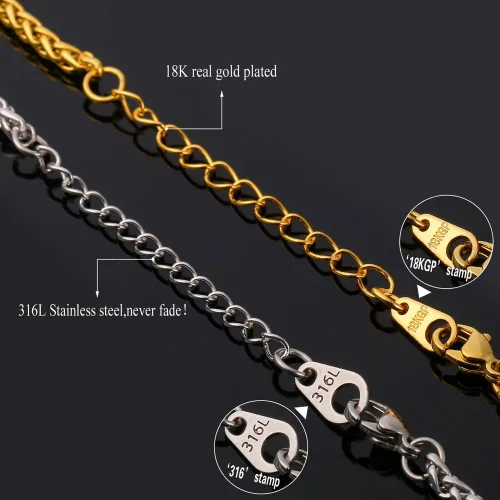 Vista 4 de U7 Punk Necklaces Stainless Steel 18K Gold Plated Large Hip Hop DaggerKnifeSwordSteampunk GearLarge Razor Blade Pendant Necklace for Men Women