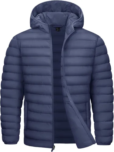 Vista 13 de TACVASEN Chaqueta Puffer Ligera para Hombre con Capucha Resistente al Agua a Prueba de Viento Chaqueta Aislante Acolchada con Forro Abrigos