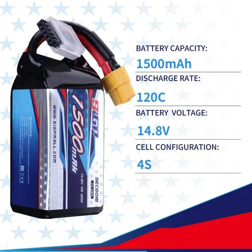 Vista 2 de 4S Lipo Batería 14.8V 1500mAh 120C Soft Pack con XT60 Plug para RC FPV Drone Helicóptero Avión Quadcopter 2 Paquetes