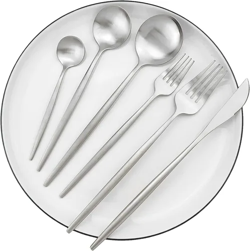 Vista 12 de Juego de 6 tenedores de postre de acero inoxidable de 3 dientes, juego de tenedores para frutas y tartas, 5.31 pulgadas, color plateado