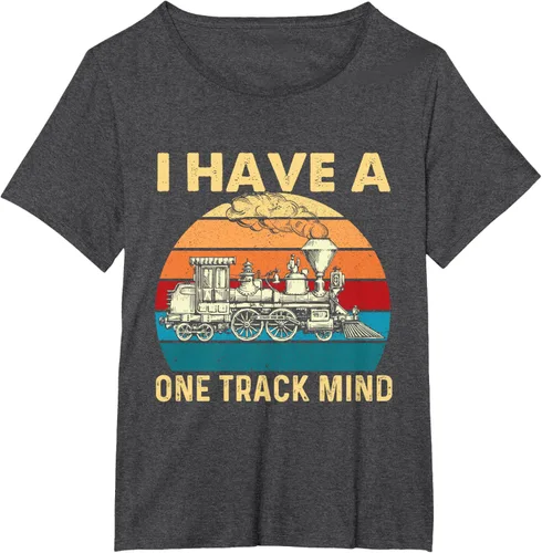 Vista 23 de Camiseta con texto en inglés "I Have A One Track Mind - Trainspotter Model Train Railroad, Negro, S