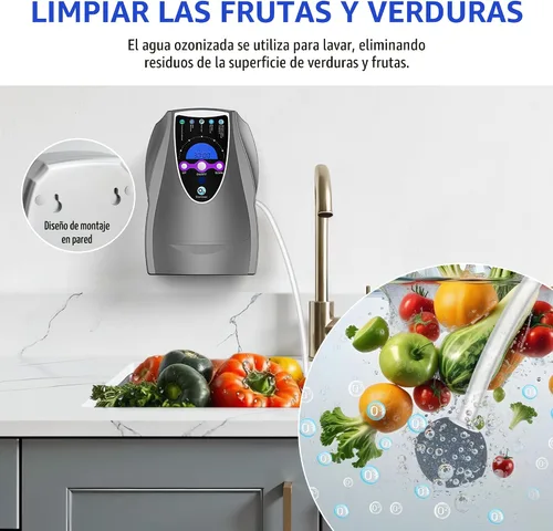 Vista 4 de Máquina de ozono, máquina multiusos de ozono de 1000 mg/h para aire, agua, frutas, verduras, dispositivo limpiador en agua, color gris oscuro