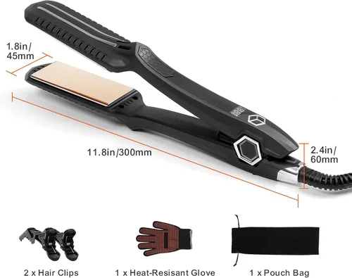 Vista 8 de Happybuy Plancha de pelo de titanio, ¡tu compañero de peinado ideal! Esta plancha de 1.5 pulgadas cuenta con calefacción por infrarrojos, una
