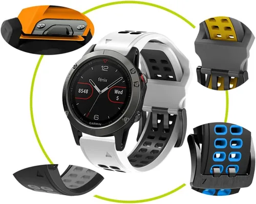 Vista 5 de REYDA Correa de silicona compatible con Garmin Fenix 8 Pro/8/E 1.850 in, 0.866 in, correa de reloj de ajuste rápido, suave, flexible, correa de Azul