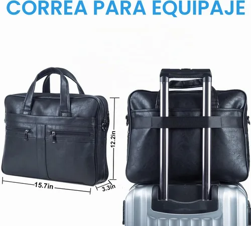 Vista 6 de seyfocnia Men's Leather Messenger Bag, Laptop Briefcase Business Satchel Computer